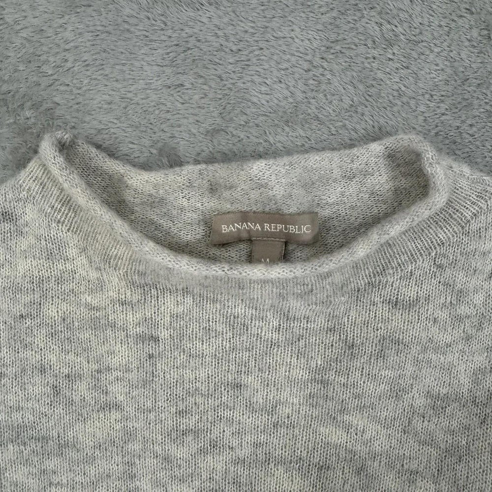 Banana Republic Sweater Womens M Ivory Alpaca Merino Wool Blend Roll Neck Ribbed